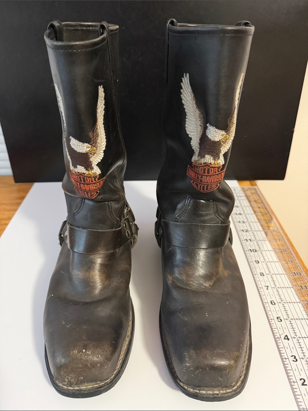 Vintage Harley-Davidson "Darren" Embroidered Eagle Harness Boots Size 10